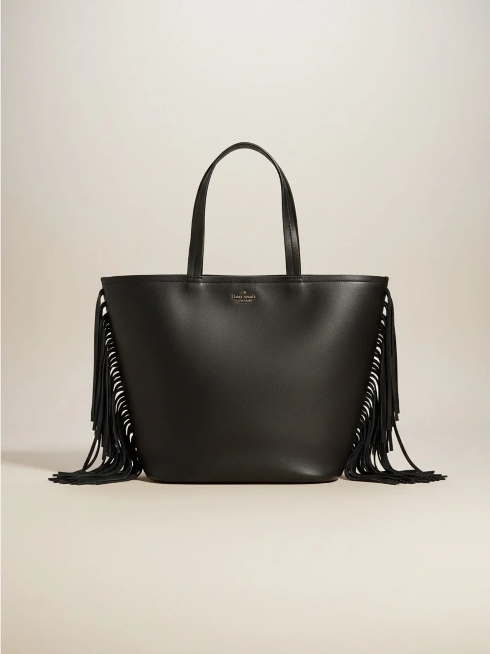 Kate Spade Black Leather Fringe Tote NWT Large Western Boho Bag